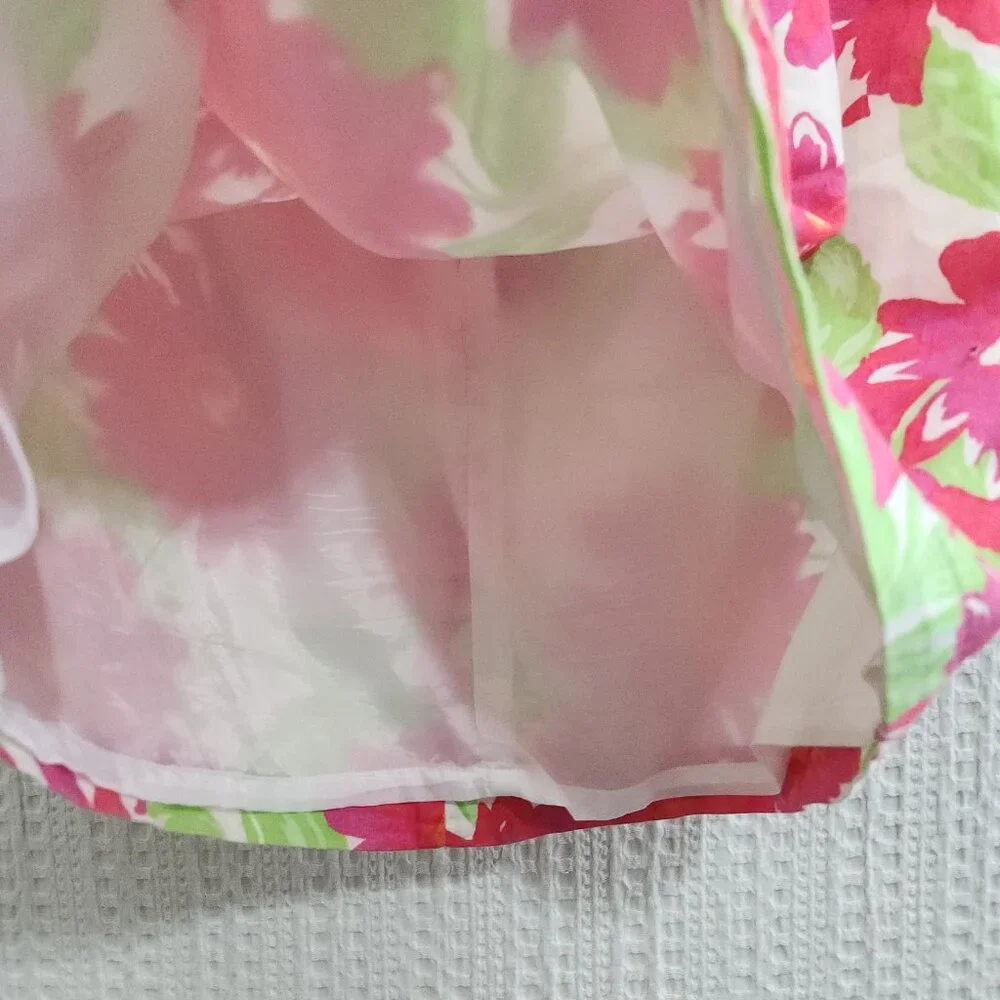 Merona Pink Floral Mini Skirt Y2K 2000s Lined Cotton Summer Skirt Size 10
